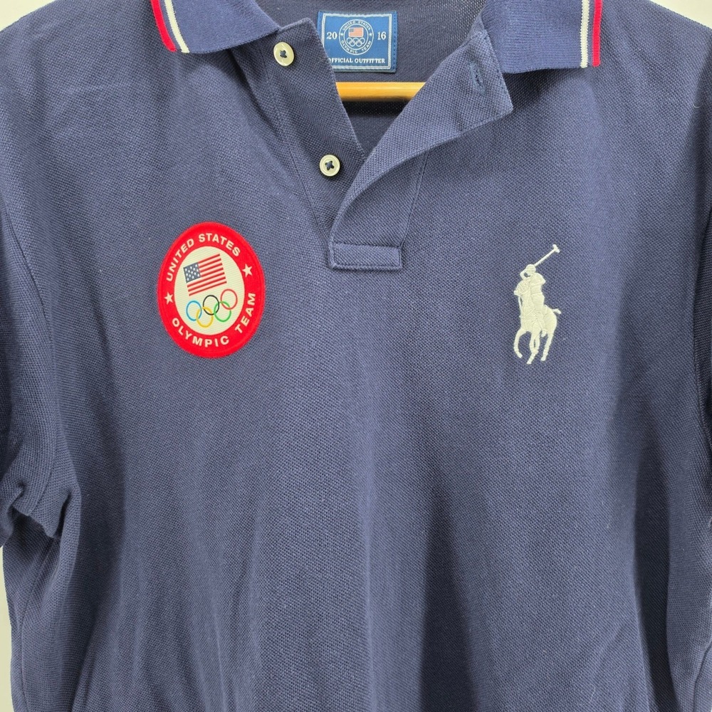 Polo Ralph Lauren Mens 2016 Team USA Olympic Games Polo Shirt Navy Blue Medium - Picture 3 of 10